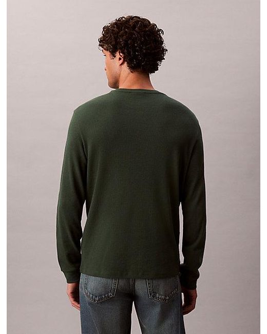 Calvin Klein Wafel-T-Shirt Met Lange Mouwen in het Multicolor voor heren