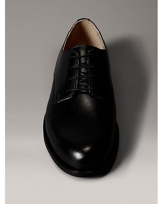 Calvin Klein Gray Leather Derby Lace Up Shoes for men