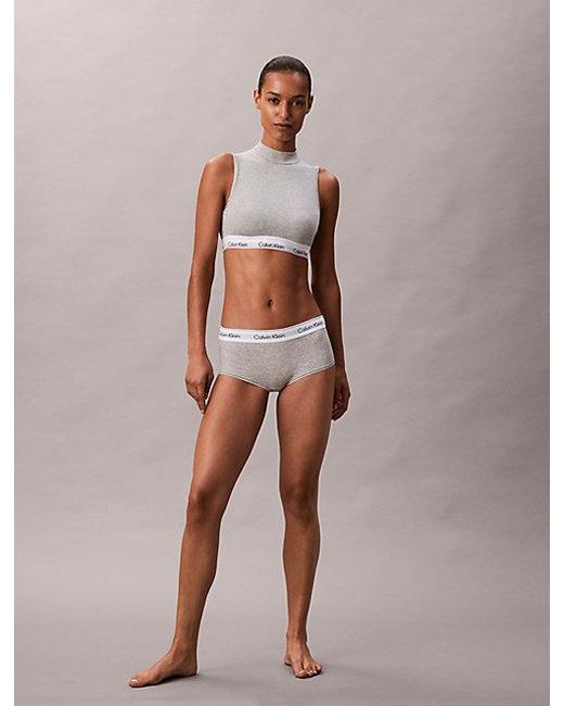 Calvin Klein Gray Lightly Lined Mockneck Bralette Icon Cotton Modal