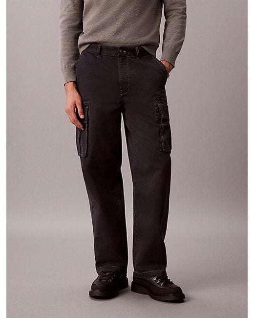 Calvin Klein Multicolor Jeans Relaxed Cotton Twill Cargo Trousers for men
