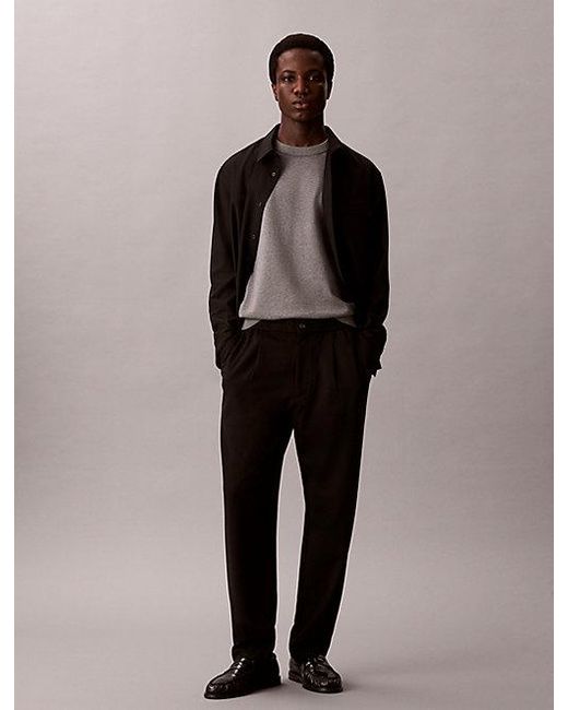 Calvin Klein Black Comfort Knit Tapered Trousers for men