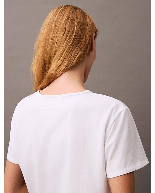 Calvin Klein Slim T-Shirt Met Scriptlogo in het Blue