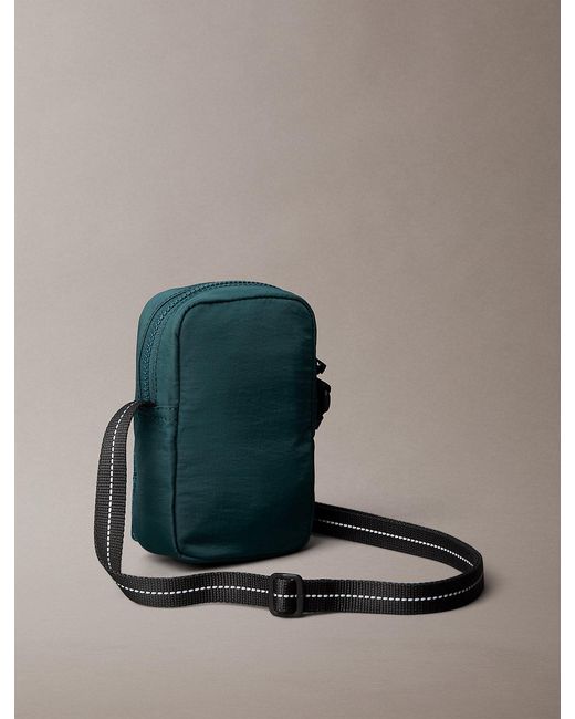 Calvin Klein Blue Striped Utility Zip Slim Reporter Bag for men
