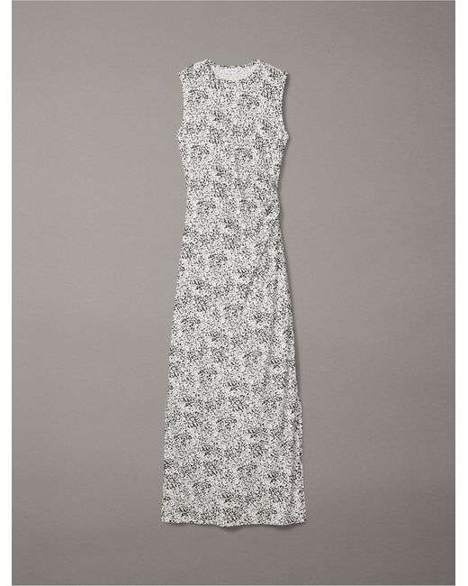 Calvin Klein White Refined Jersey Printed Maxi Dress