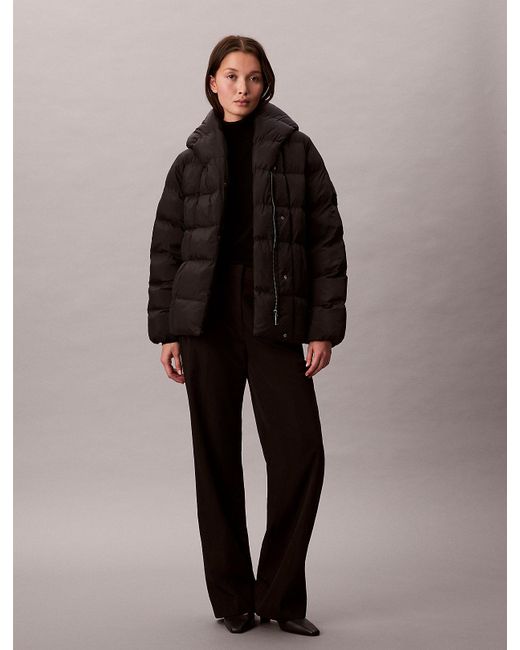 Calvin Klein Brown Shine Wrap Puffer Jacket