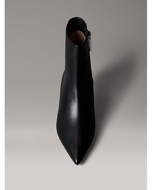 Calvin Klein Leren Enkellaarzen Met Kitten Heel En Rits in het Black