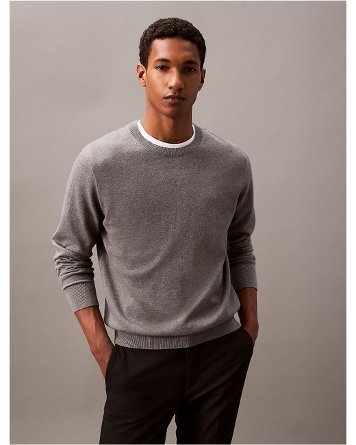 Calvin Klein Gray Calvin Klein Smooth Cotton Sweater for men