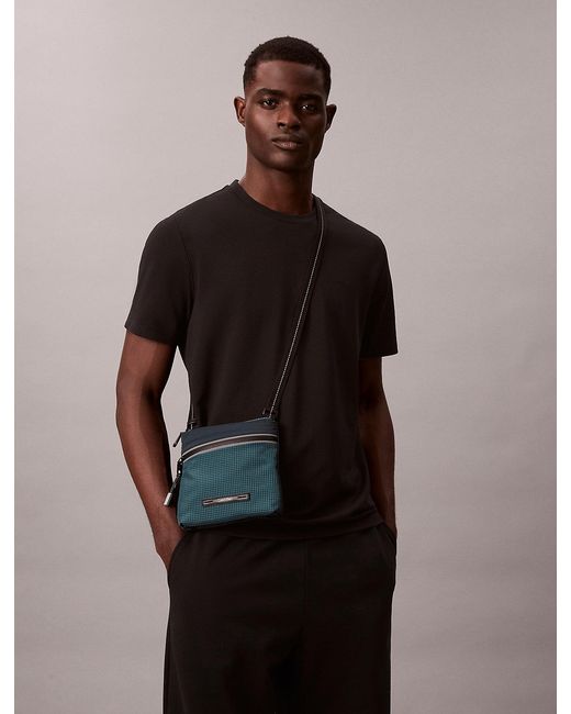 Calvin Klein Blue Striped Utility Zip Flat Pack for men