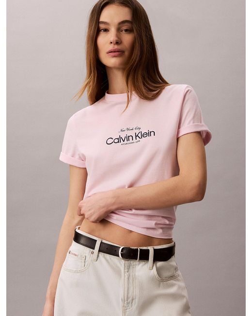 Calvin Klein Pink Classic Nyc Logo T-Shirt