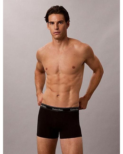 Calvin Klein Red 3 Pack Trunks Icon Cotton Stretch Metallic for men