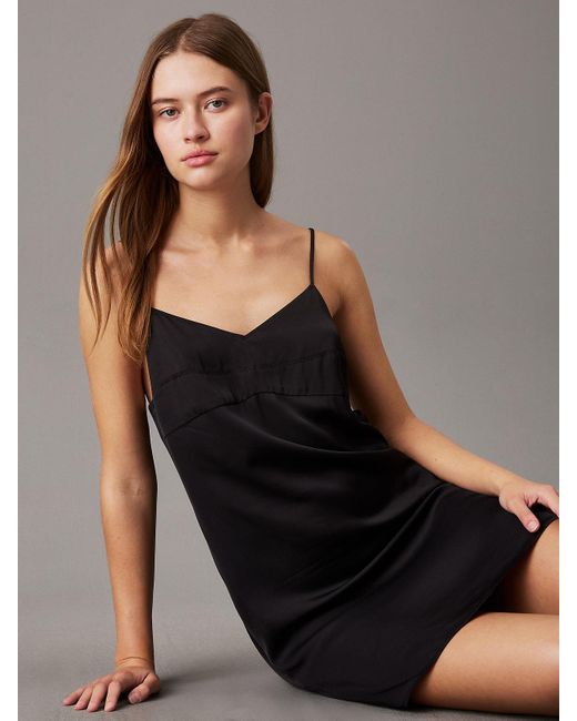 Calvin Klein Black Satin Bustier Slip Dress