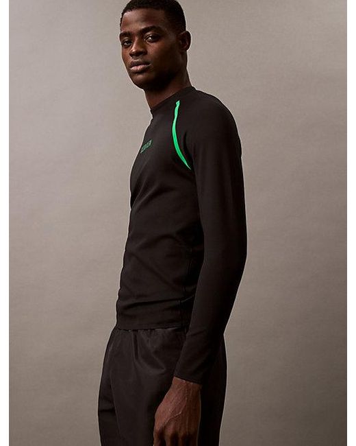 Calvin Klein Rashguard Lange Mouw in het Black voor heren