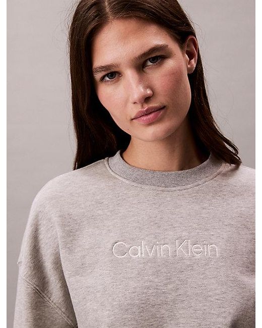 Calvin Klein Gray Cotton Terry Blend Lounge Sweatshirt
