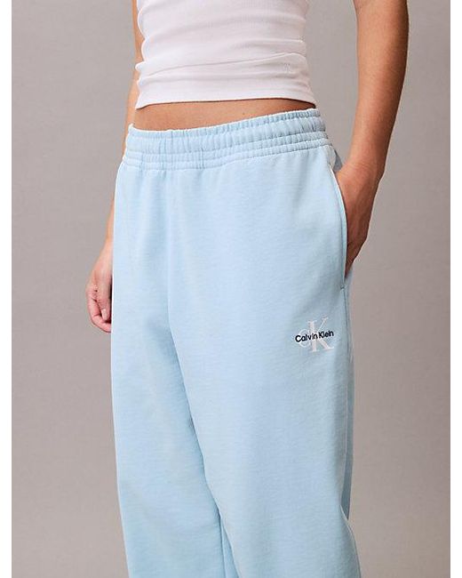 Calvin Klein Blue Cotton Terry Monogram Joggers