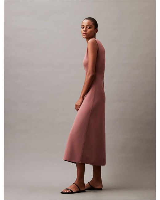 Calvin Klein Brown Compact Stretch Crepe Midi Dress