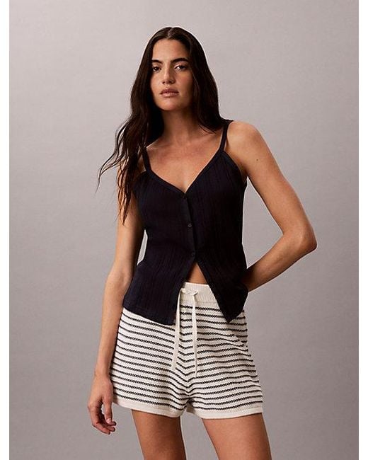Calvin Klein White Jeans Cotton Stripe Knit Shorts