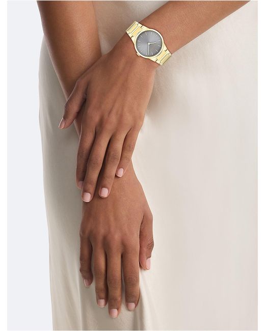 Calvin Klein Metallic Minimalist Integrated Link Bracelet 32Mm Watch for men