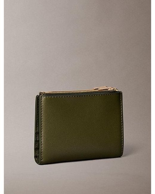 Calvin Klein Green Foil Logo Double Zip Card Holder