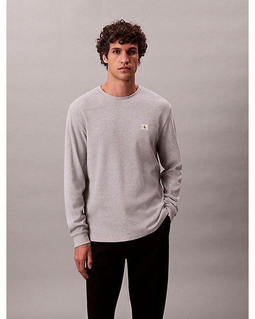 Calvin Klein Gray Jeans Long Sleeve Waffle T-Shirt for men