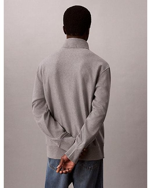 Calvin Klein Gray Premium Terry Quarter Zip Sweatshirt for men