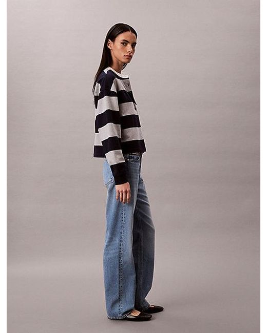 Calvin Klein Multicolor Jeans Varsity Stripe Henley Top