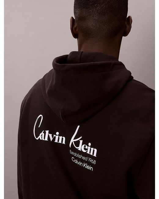 Calvin Klein Brown Graphic Logo Hoodie for men