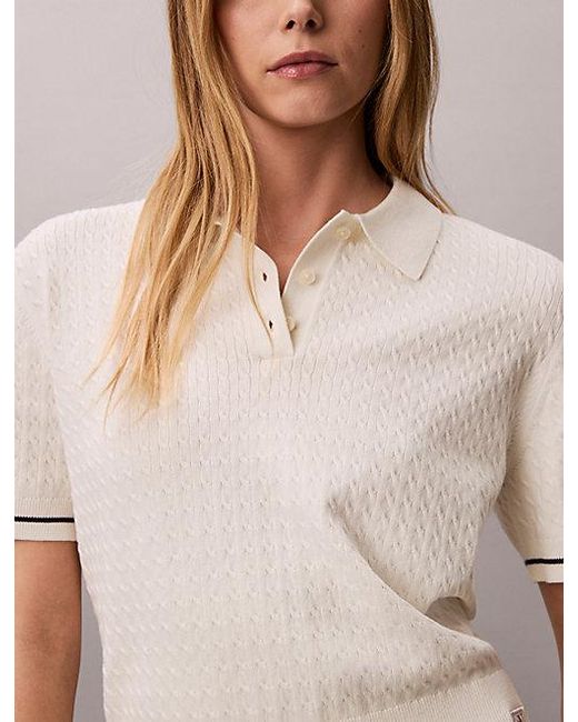 Calvin Klein Multicolor Jeans Cable Knit Short Sleeve Jumper