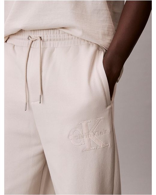 Calvin Klein Natural Calvin Klein Fleece Velvet Monologo Sweatpants for men