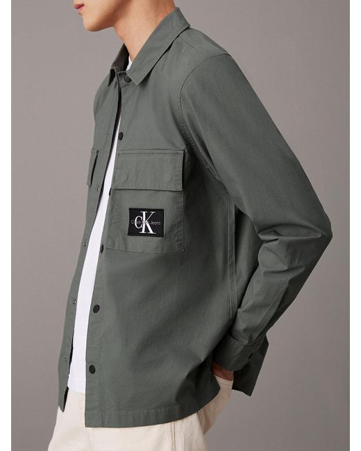 Calvin Klein Gray Relaxed Utility Shirt Jacket for men