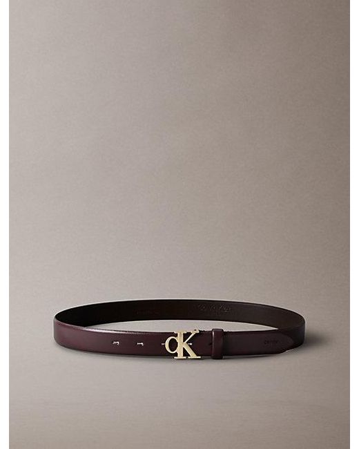 Calvin Klein Brown Full Grain Leather Logo Belt