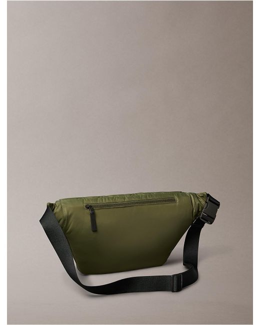 Calvin Klein Green Puffer Monogram Logo Sling Bag for men