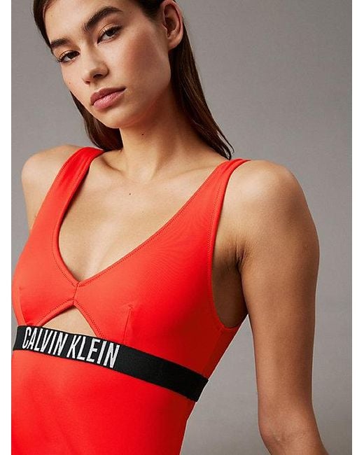 Calvin Klein Red Cut Out Swimsuit Intense Power