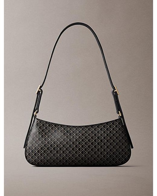 Calvin Klein Gray Small Coated Emblem Logo Shoulder Bag