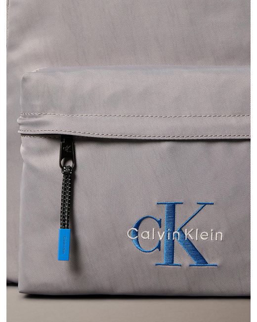 Calvin Klein Gray Nylon Monologo Round Backpack for men