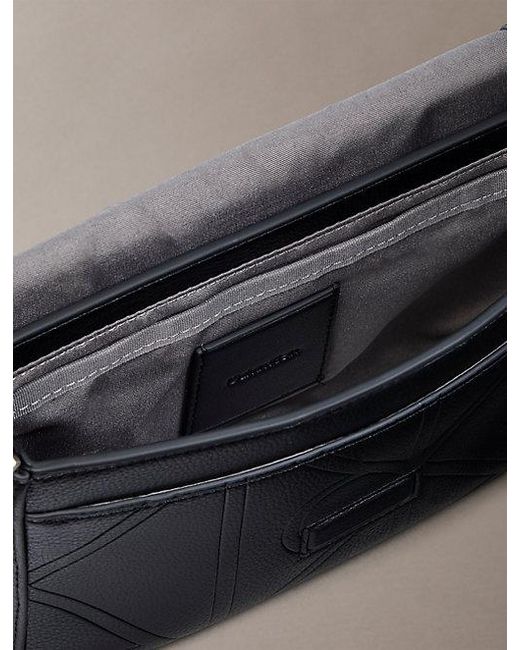 Calvin Klein Gray Embossed Emblem Logo Messenger Bag for men