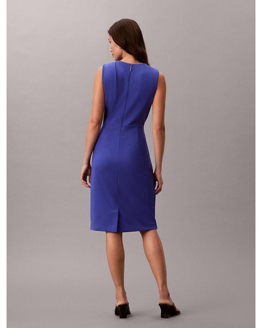 Calvin Klein Blue Stretch Crepe Sleeveless Dress