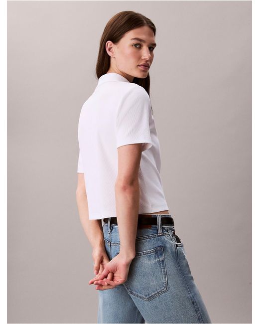 Calvin Klein White Calvin Klein Cotton Contour Rib Polo Tee