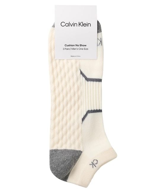 Calvin Klein Blue Combed Cotton 3-Pack Cushion No Show Socks for men