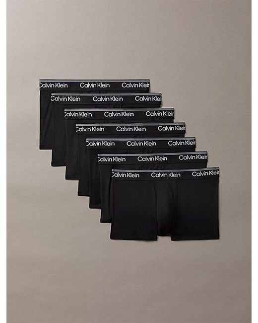 Calvin Klein Black 7 Pack Low Rise Trunks Micro Stretch for men