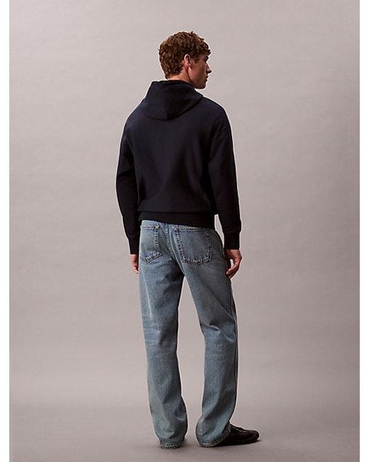 Calvin Klein Blue Jeans Monologo Premium Fleece Hoodie for men