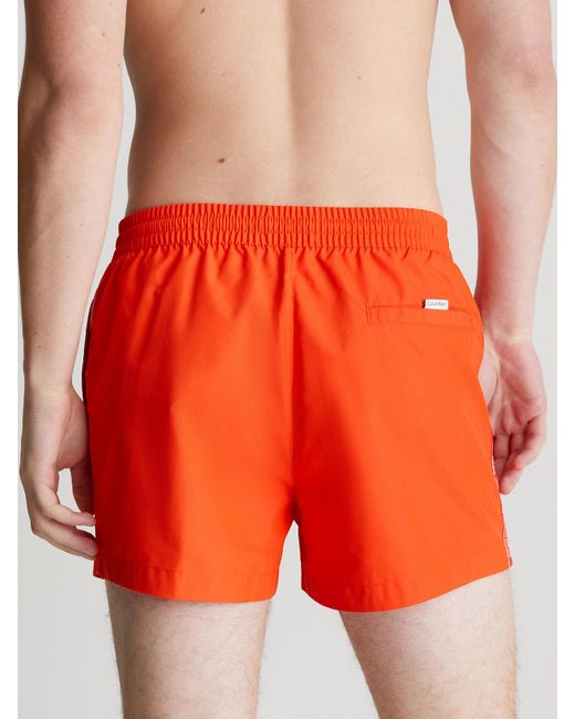 Calvin Klein Orange Short Drawstring Swim Shorts - Logo Tape for men