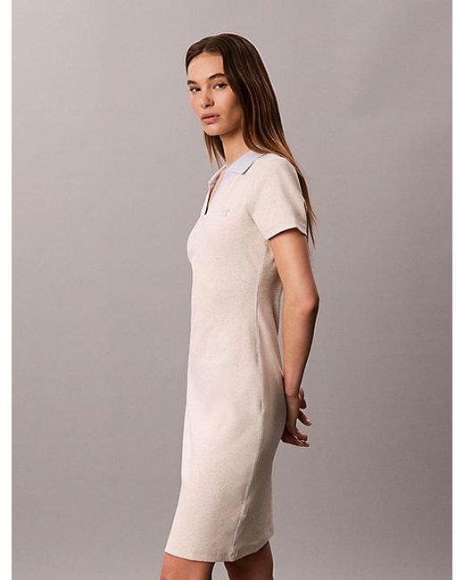 Calvin Klein Natural Jeans Slim Ribbed Cotton Polo Dress