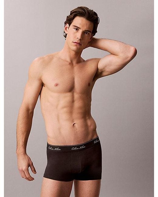 Calvin Klein Black 3 Pack Low Rise Trunks Icon Cotton Stretch for men