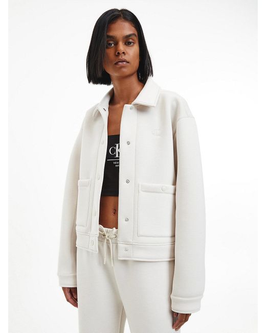 Calvin Klein Relaxed Bonded Jersey Jacket in White | Lyst UK