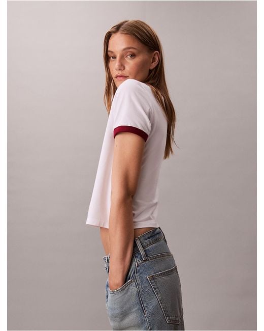 Calvin Klein Multicolor Calvin Klein Monogram Logo Slim Ringer T-Shirt