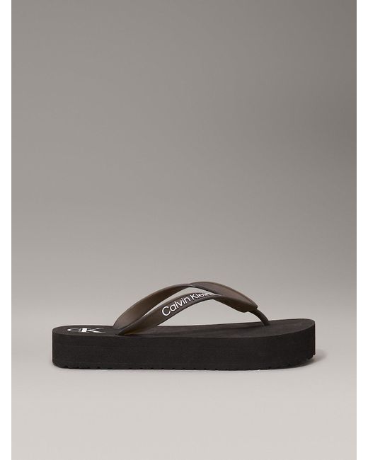 Calvin Klein Gray Platform Flip Flops
