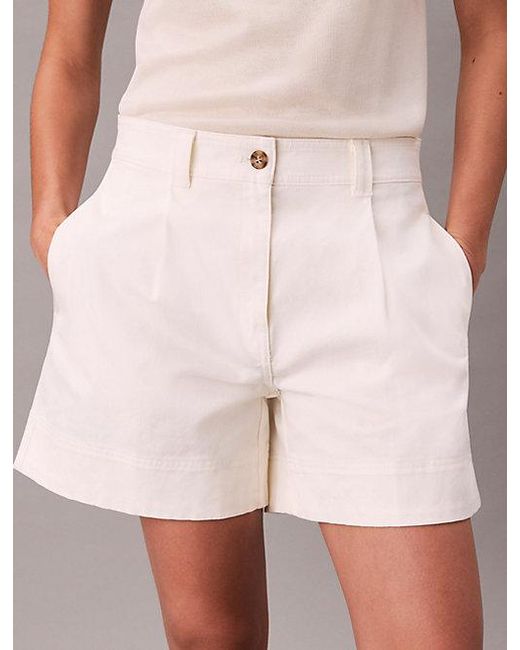 Calvin Klein Natural Pleated Bermuda Shorts