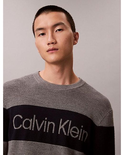Calvin Klein Multicolor Jeans Bold Stripe Crewneck Jumper for men