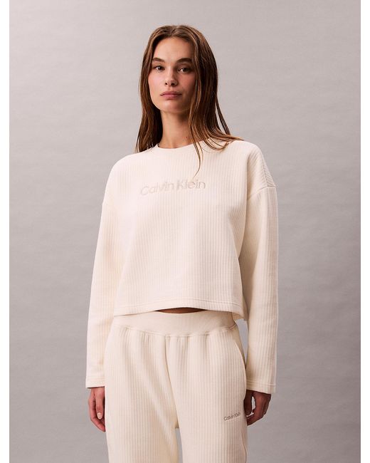 Calvin Klein Natural Quilted Fleece Lounge Sweatshirt