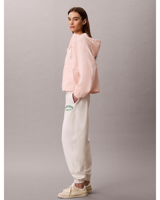 Calvin Klein Pink Hooded Nylon Windbreaker Jacket